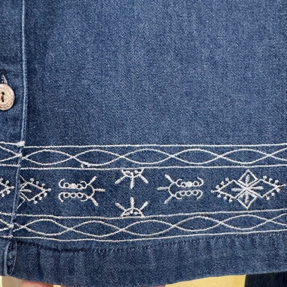 Vintage Adrian Delafield Haband Women Medium Denim 2 Piece Set Embroidered - Picture 3 of 12